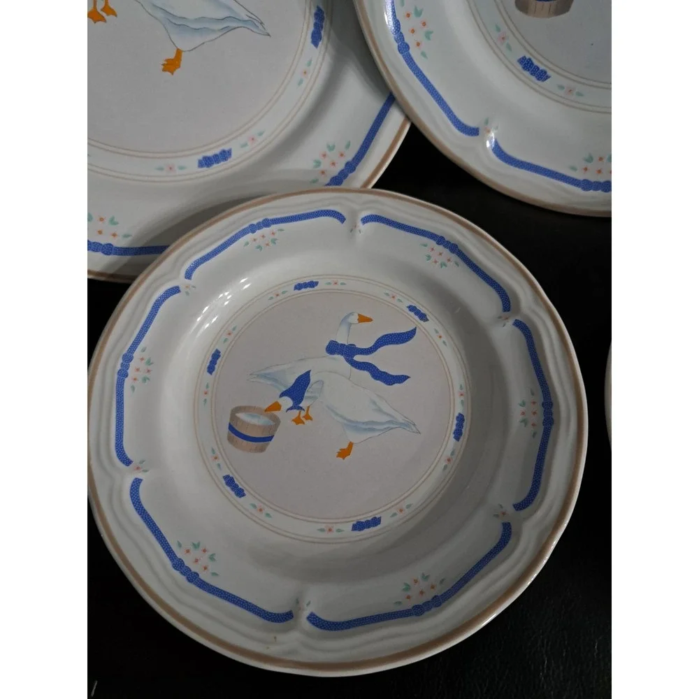 Vintage Kitchen NEWCOR Stoneware Countryside Geese Cottage Farmhouse‎ Dish Set